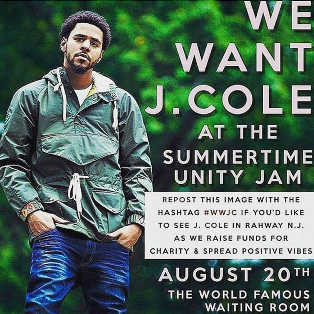 IysisMilani's tweet photo. #WWJC #RAHWAY #THEWAITINGROOM #August20 #UNITYJAM #REPOST #COLEWORLD @JColeNC #JCOLE http://t.co/j0SMRQYsg4