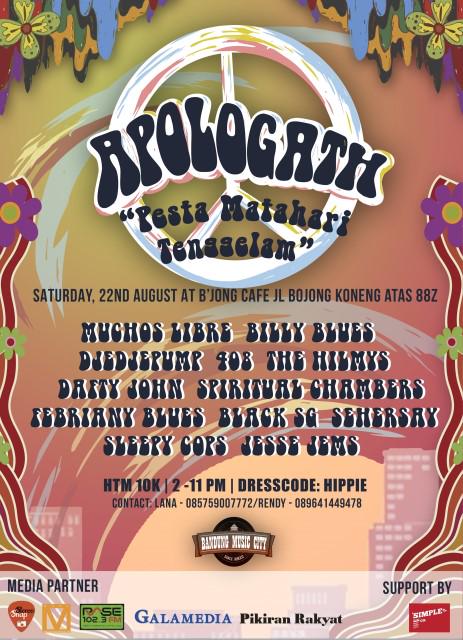 #APOLOGATH: Pesta Matahari Tenggelam | Dresscode: Hippie | Sat 22/8 at <a href="/bjong_resto/">bjong resto bandung</a> | 2-11 PM | HTM 10K |