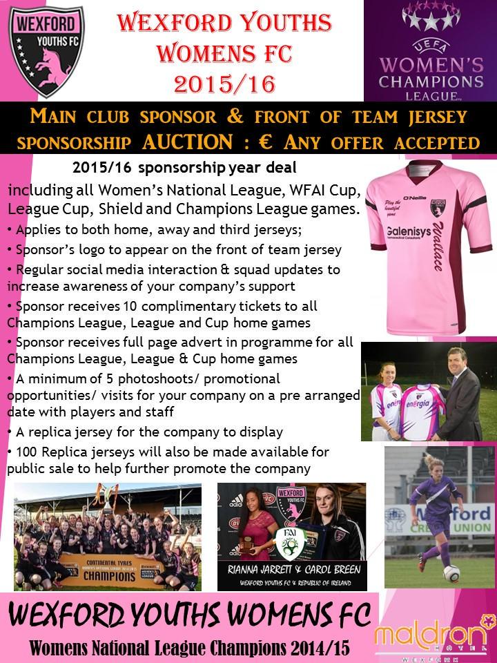 WexfordFCWomen's tweet photo. Final day of the main sponsor/Front of jersey auction #MakeYourBid on what will hopefully be an historic day http://t.co/YOXqJwMJDJ