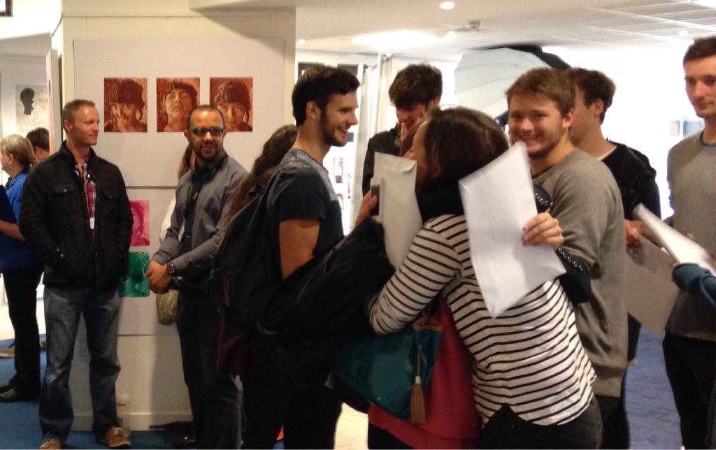 ExeterCollege's tweet photo. #ALevelResults is always emotional. One of the best days of our year. The CCI is buzzing with activity. http://t.co/M9SfHEzmFI