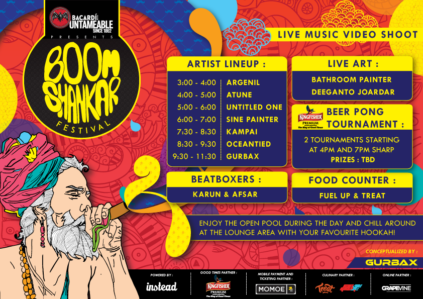 BoomShankarFest's tweet photo. Full #lineup2015 #homegrown2015 #India #Artists. @kingfisherworld #beerpong @MomoeApp #tickets @instead #music #love http://t.co/8SlTSii5Q7