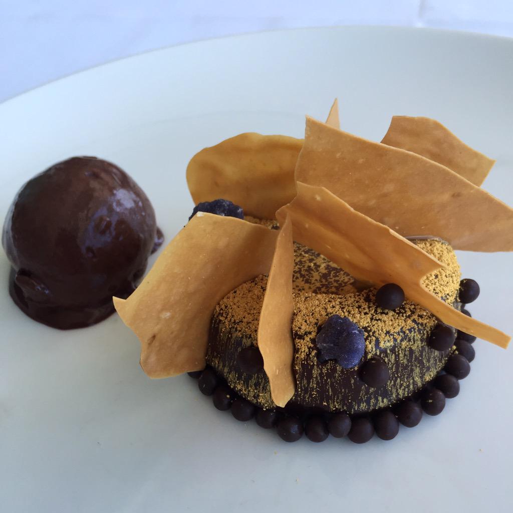 drevkang's tweet photo. Dessert by @JAARK_jaci was pure decadence. Olive oil ganache was truly amazing. Thanks chef! @MontyKoludrovic http://t.co/VtfuvpNwLc