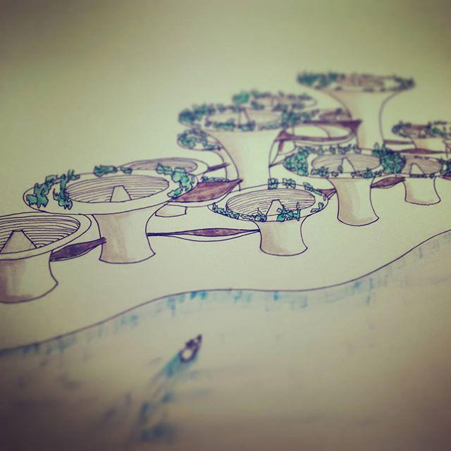 NicholasSilagy's tweet image. More futuristic drawings. #Architecture #studentarchitecture #copicmarkers #sketch #drawing