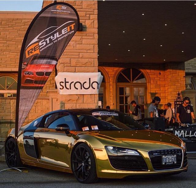 stradacarshow's tweet photo. Gold wrapped #AudiR8 at the #strada meet last Tuesday! #restyleit http://t.co/klAtK3NTkj