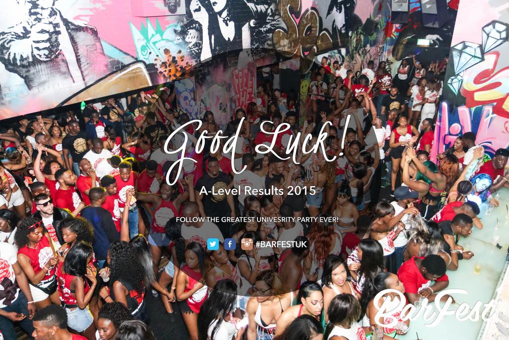 BarFestUK's tweet image. Good luck to everyone on their #Alevelresults from all of us at #BarFest. The Biggest University party awaits you.