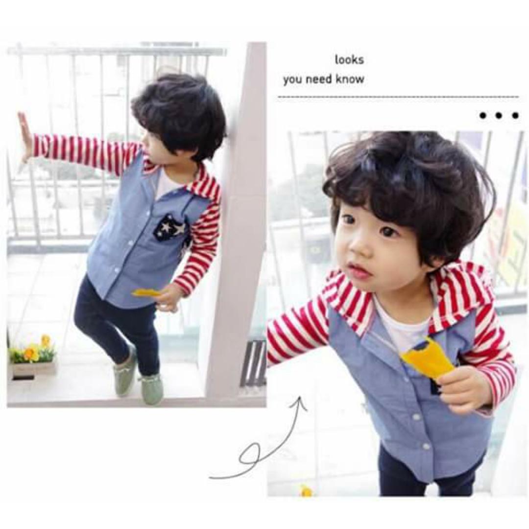 blankaccrnx's tweet photo. Kemeja lengan red stripe w jeans pant. 
SZ90-140. 119rb.
0898 9097 999.
Pin BB: 5132 D6C0.
03121414.
#jualbajuanak http://t.co/DAkvyoetNV