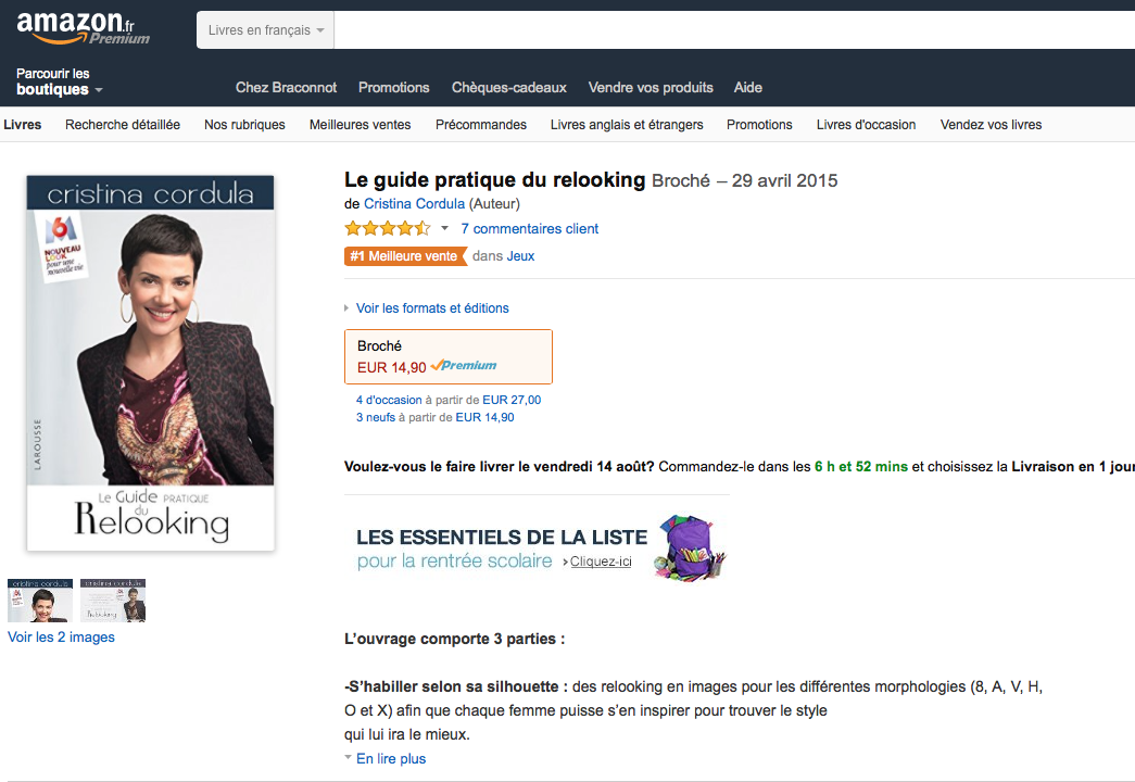 cristinacordula's tweet photo. Ohlalala! Mon Guide Pratique du Relooking est n°1 des ventes "Loisir/jeux" sur @amazon Merci! http://t.co/rmI9zHSHaa http://t.co/5azr4Wv4ob