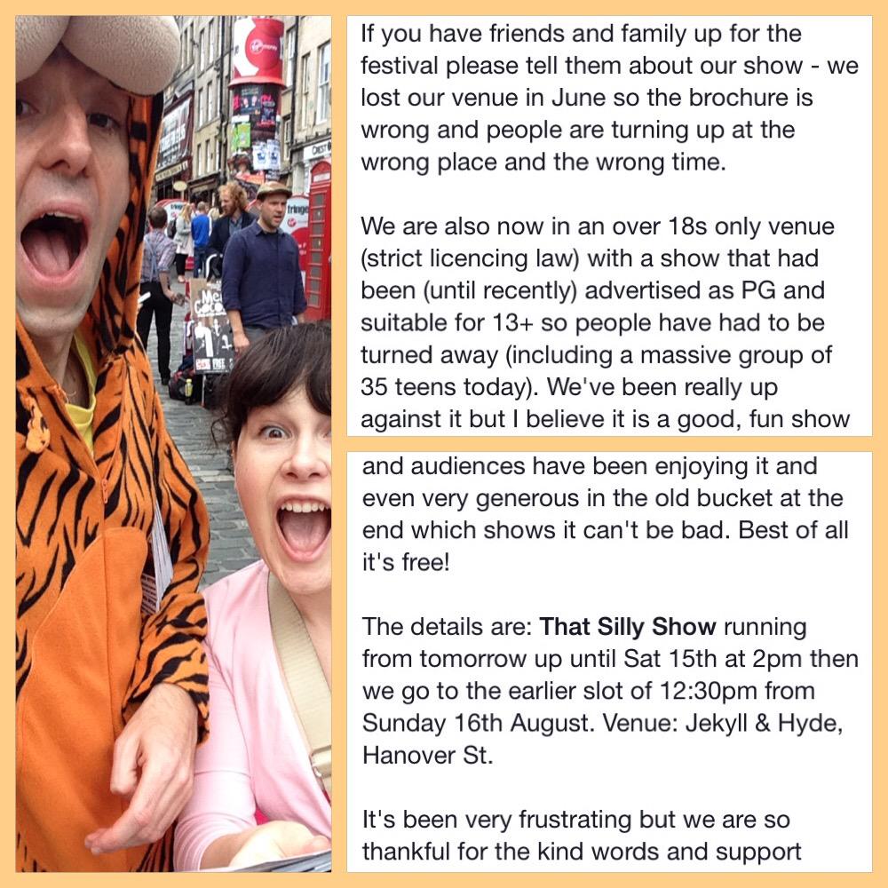 jimdalycomedy's tweet photo. Hey folks, if you're at #edfringe2015 we need your help! @lhcomedy http://t.co/GquJv8gWkt