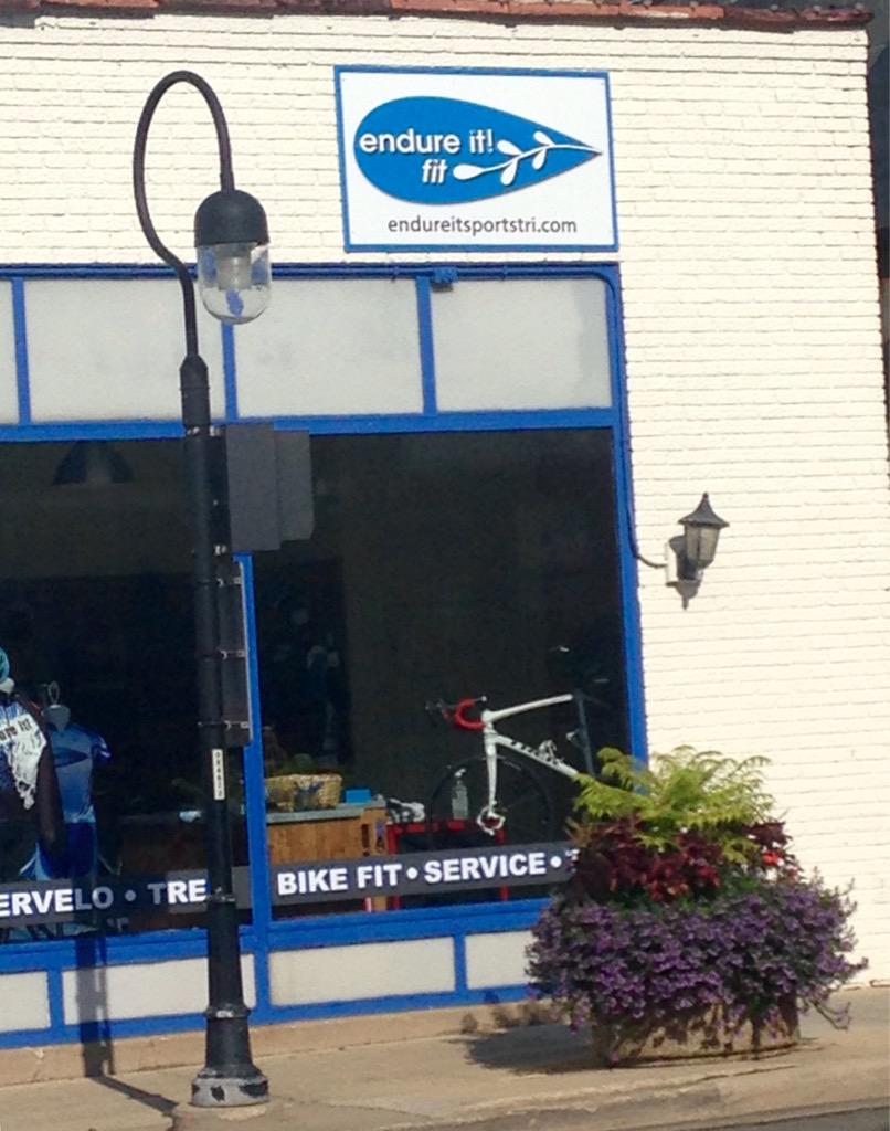 MegEShad's tweet photo. My @TrekBikes #Domane on display @EndureItSports waiting for new cranks. SO ready to get back on the trainer. http://t.co/pnGZ0Ixfwy
