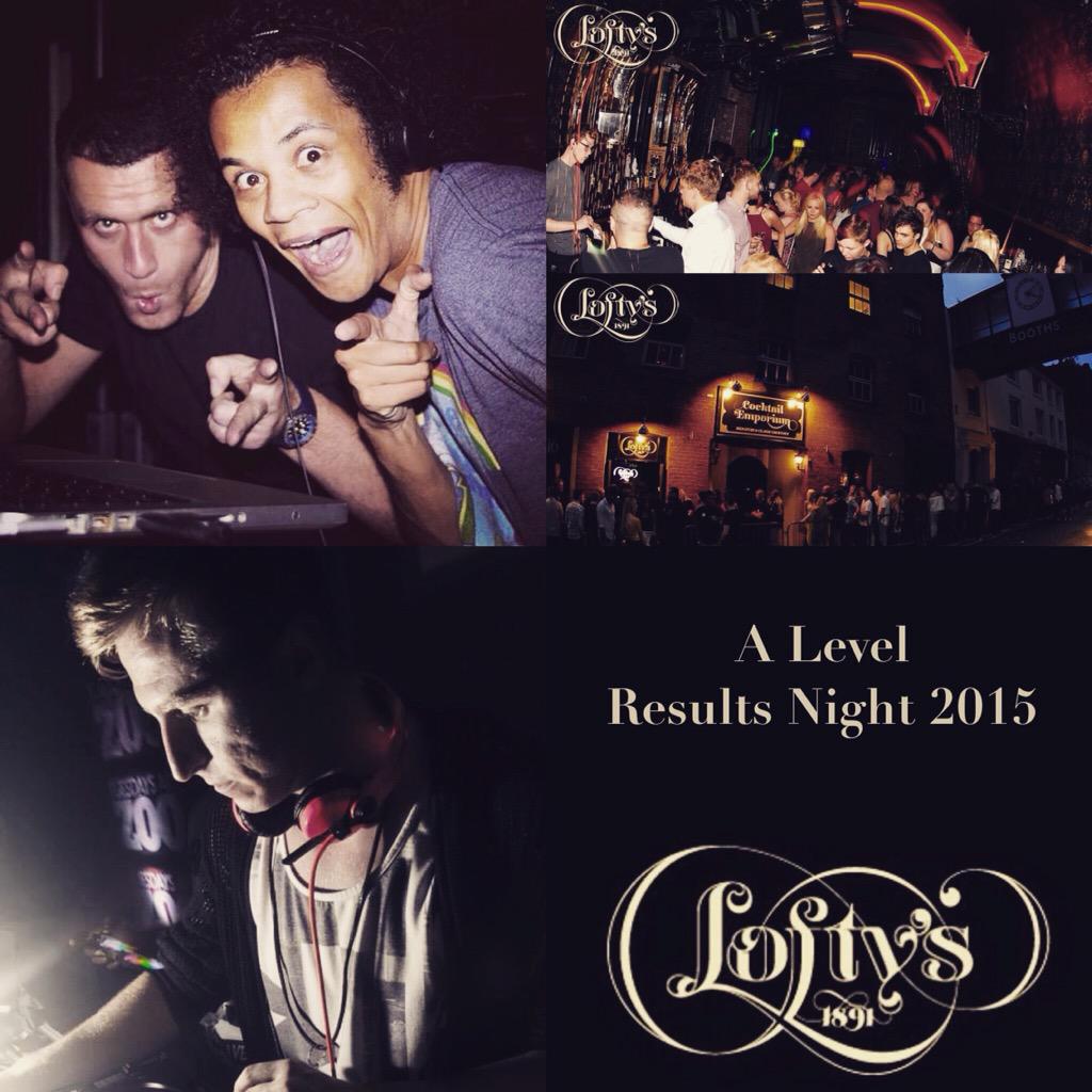 LoftysBar's tweet photo. Drinks, DJ's and A Level Results!! Welcome to Thursday. See you at 1am!!! #ALevels #Loftys #Loftys #results2015 http://t.co/OrkIIeaIAc