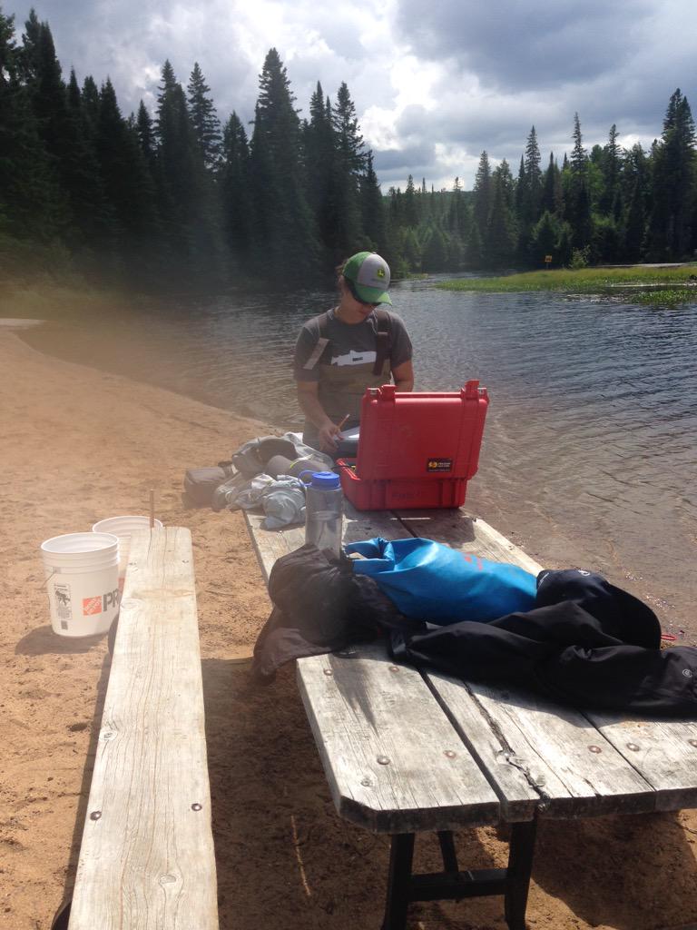 Rowshyra's tweet photo. Who said ladies don't fish? #gonesampling @AlgonquinPark #MandrakLab @fielding16 http://t.co/3GJ8aIMx4l