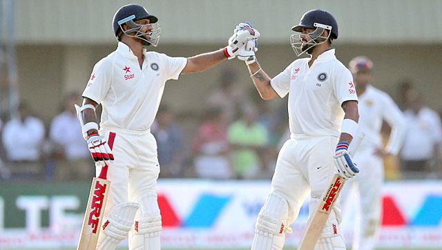 SportsbyHT's tweet photo. Kohli, Dhawan &amp; spinners put India on top on Day 2 of #Galle Test. Detailed report: http://t.co/rJZ8bChEYv http://t.co/FTL7sgPGUp