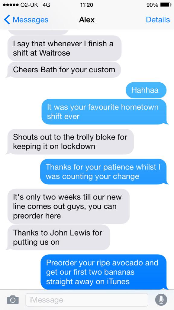 rymanofficial's tweet photo. Top banter from myself and @alexsears_  here, splicing cliche band quotes and supermarket life. #waitrose http://t.co/1F6Gj4u7fc