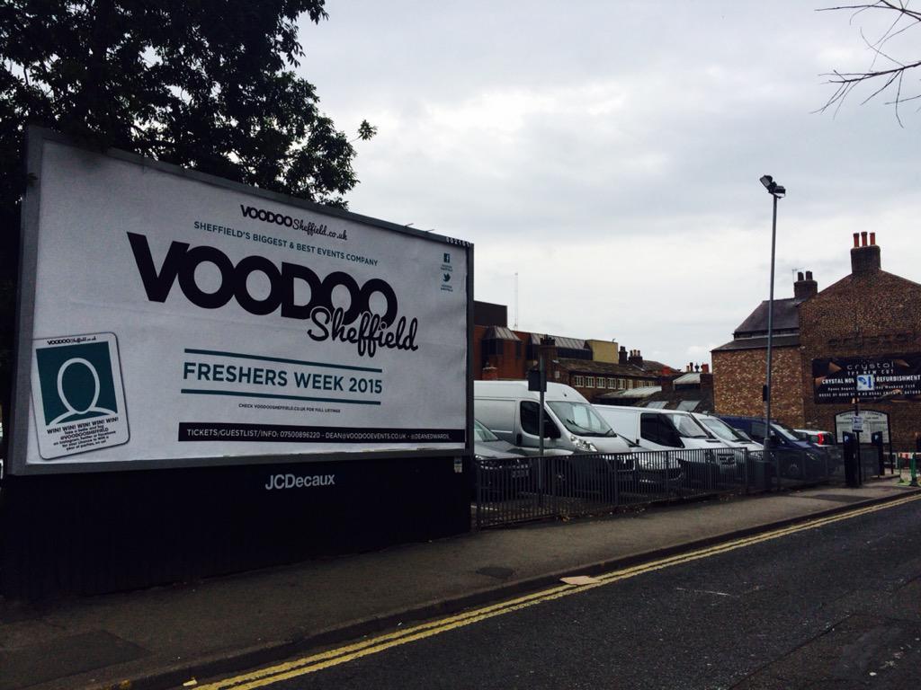 deanedwards_'s tweet image. Our billboard is up and looking good! @VOODOOsheffield #carverstreet #freshers2015