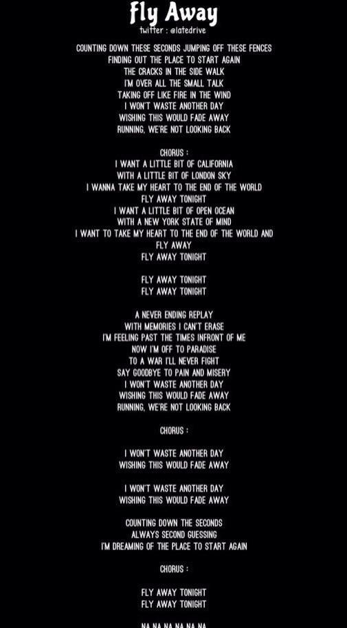 _5SOSFAMUPDATES's tweet photo. Lyrics to #FlyAway http://t.co/aqTvOUYcF5 || @Iatedrive http://t.co/7f0RHae3y1
