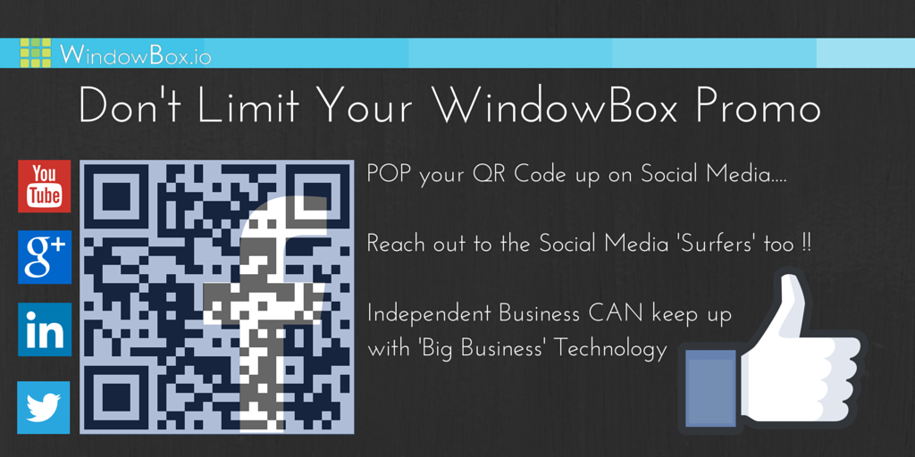 windowbox_io's tweet image. WindowBox.io QR Codes can be placed ANYWHERE .... make the most of your Promos 
#retailpromotion #sucessfulbusiness