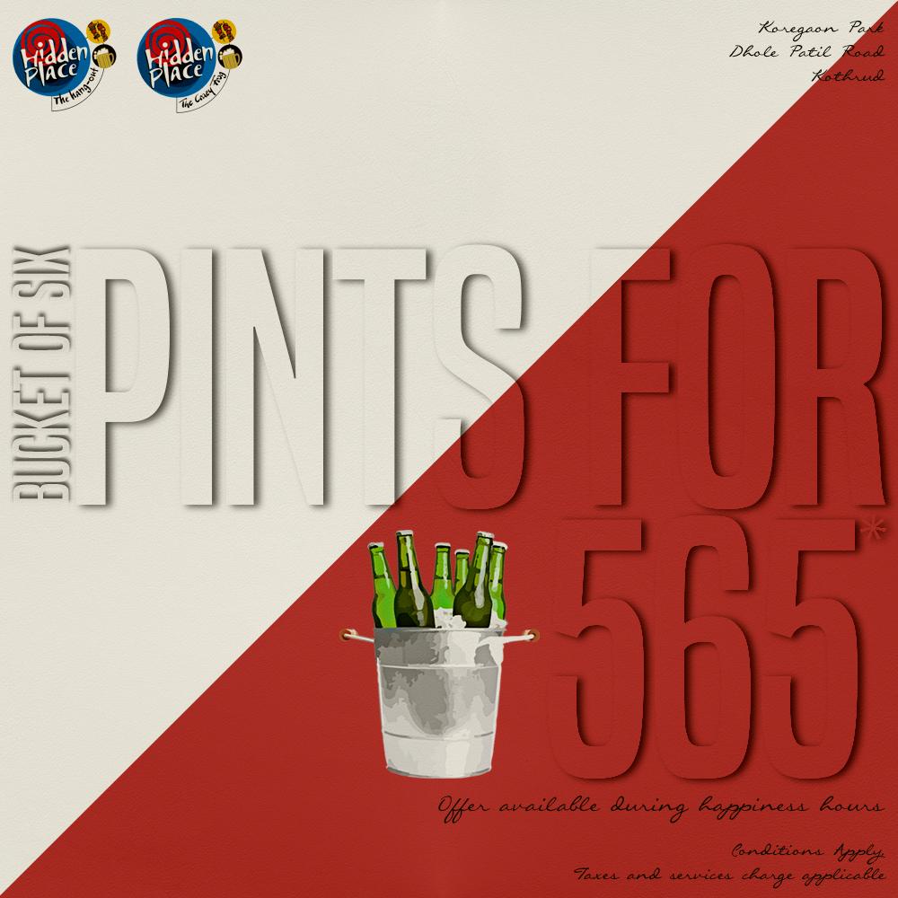 Hiddenplace2's tweet photo. Enjoy bucket of 6 pints at Rs. 565* only during #HappyHours at all 3 outlets! @OyepartyPune @HappyHoursIndia @EVFPune http://t.co/1p2vttXhPy