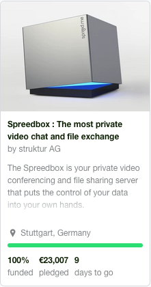 spreedbox's tweet photo. Wooohooo.... We made it! Spreedbox - most private videoconferencing is financed. http://t.co/mBI9DURfuw http://t.co/fBkJnuCUuT