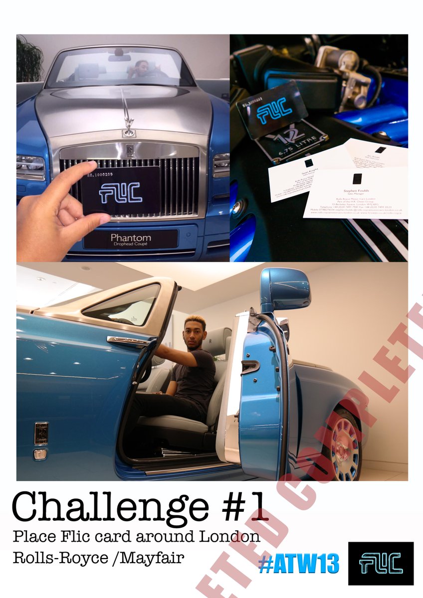 playflicapp's tweet photo. Challenge 1..: Dare you to place the flic card at #RollsRoyce. Completed #ATW13 #flic Watch, play and get involved! http://t.co/mH7GdzTX5V