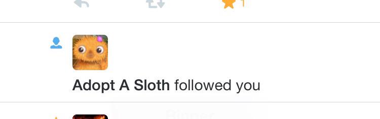 Look who followed me! That's when you know your love for sloths is real haha