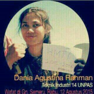 Akbar_135's tweet photo. R.I.P(Dania Agustina Rahman)turutberduka citauntuk keluarga yg ditinggalkannya :) #memory12agustus2015#MtGunungSemeru http://t.co/e3UZSLtUVo