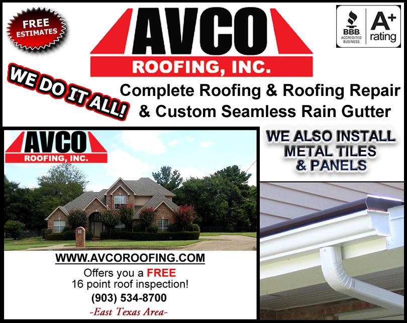AvcoRoofing's tweet photo. Tyler, Texas:
http://t.co/00E46Y7Wui
We professionally perform any kind of roofing.
#tyler #roofing #rain #gutter http://t.co/eeLA1kIRIY