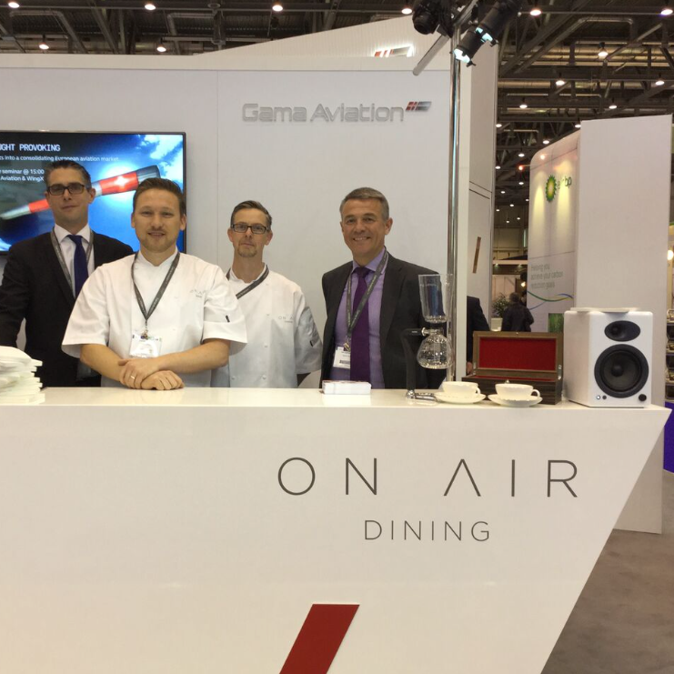 OnAirDining's tweet photo. Our team getting ready to impress visitors on the @OnAirDining and @GamaAviation stand at #EBACE2015 #TBT http://t.co/jTbu2bmOKY
