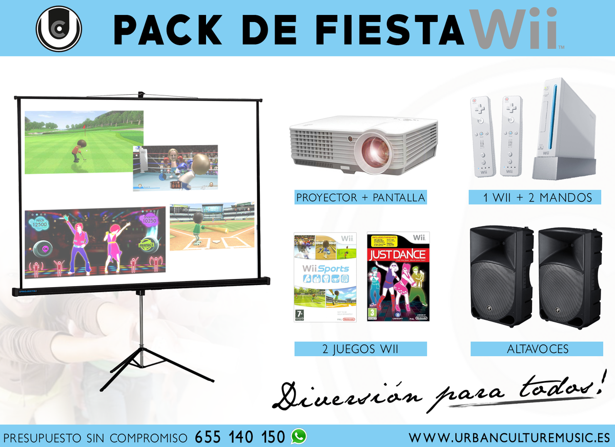 Oficial_UCM's tweet photo. Llega nuestro PACK FIESTA WII para todo tipo de Eventos! 🎉
Solicite información sin compromiso al 655 140 150. 📱 http://t.co/HlIFIZ2wnq