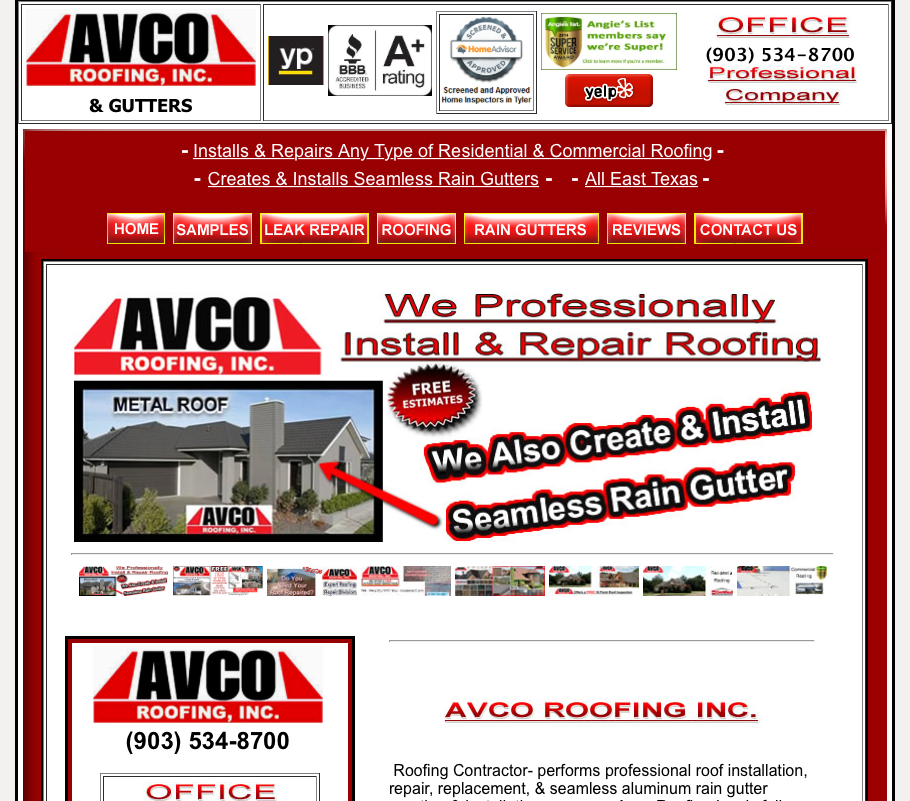AvcoRoofing's tweet photo. Tyler, Texas:
http://t.co/00E46Y7Wui
Let us give you a FREE ESTIMATE!
#tyler #roofing #gutters http://t.co/1x3ZvZNgnW