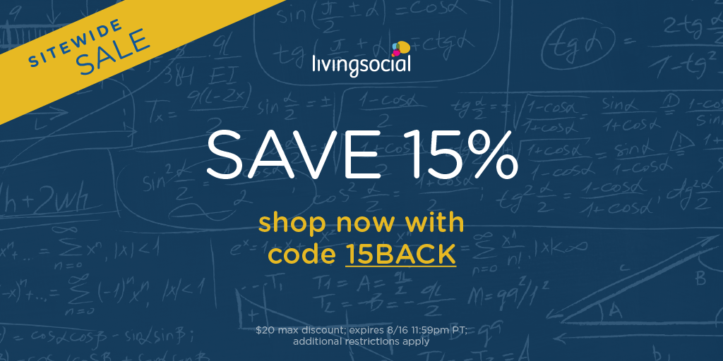 LivingSocial on Twitter "Sitewide sale! Save 15 off with promo code