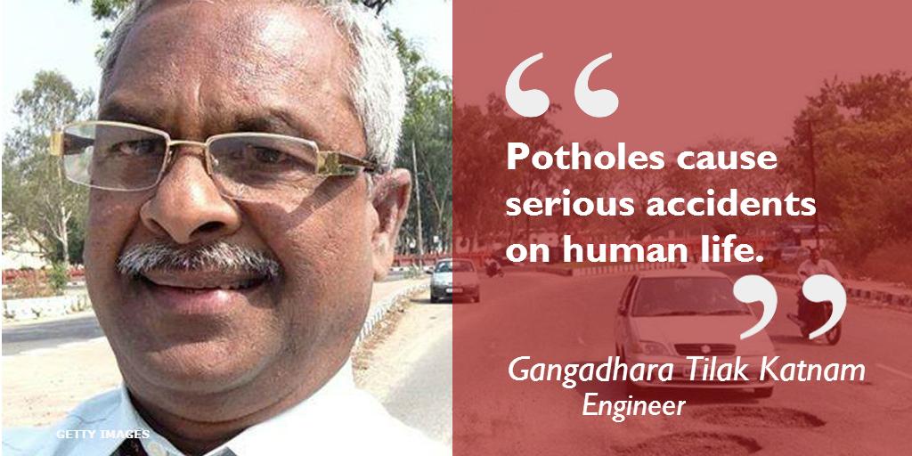 bbcworldservice's tweet photo. The man filling in Hyderabad's potholes: he's filled more that 1,100 in five years http://t.co/8HI3MpUwXc http://t.co/lGR1sKyrS5