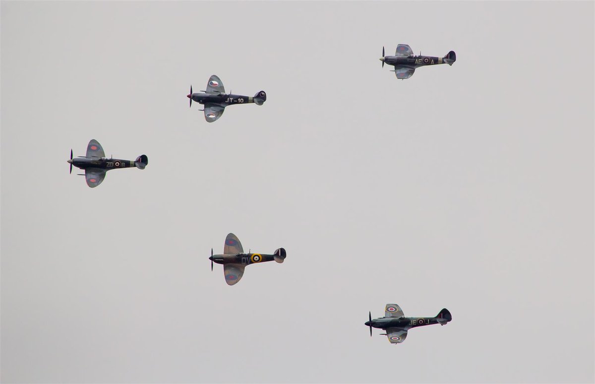 Five Spitfires over Humberside today. #Spitfire #Humbersideairport #RAF #spitfires #BBMF