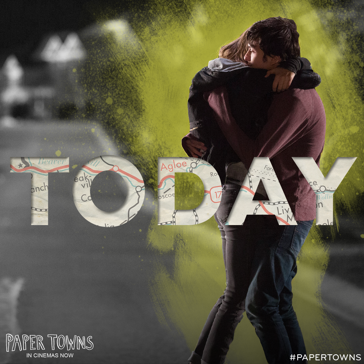 UKPaperTowns's tweet photo. The day has finally arrived! #PaperTowns is in cinemas NOW! http://t.co/iRBMlAC8Ms