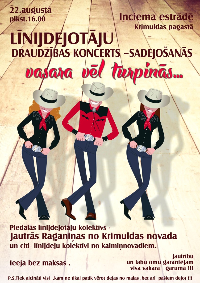 chabuliitis's tweet photo. Līnijdeju festivāls 22.augustā Inciemā! :) http://t.co/HDww989Ig6