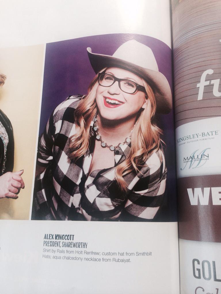 Lana_Rogers's tweet photo. Catching up on some overdue reading @AvenueMagazine and who do I see?! @AlexKGT from @ShareworthyLab #QueenofPlaid http://t.co/fGBzgA4Xk2