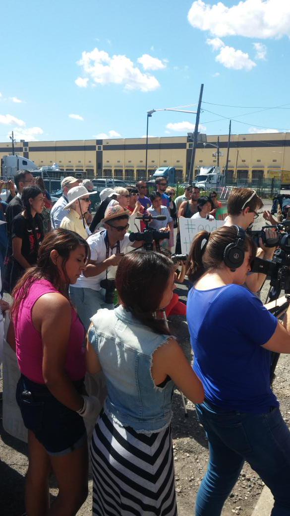 mary_small's tweet photo. Group gathered outside Elizabeth 
Detention Center to demand #NoLocalQuotas #EndTheQuota http://t.co/OjQXDzLd2c