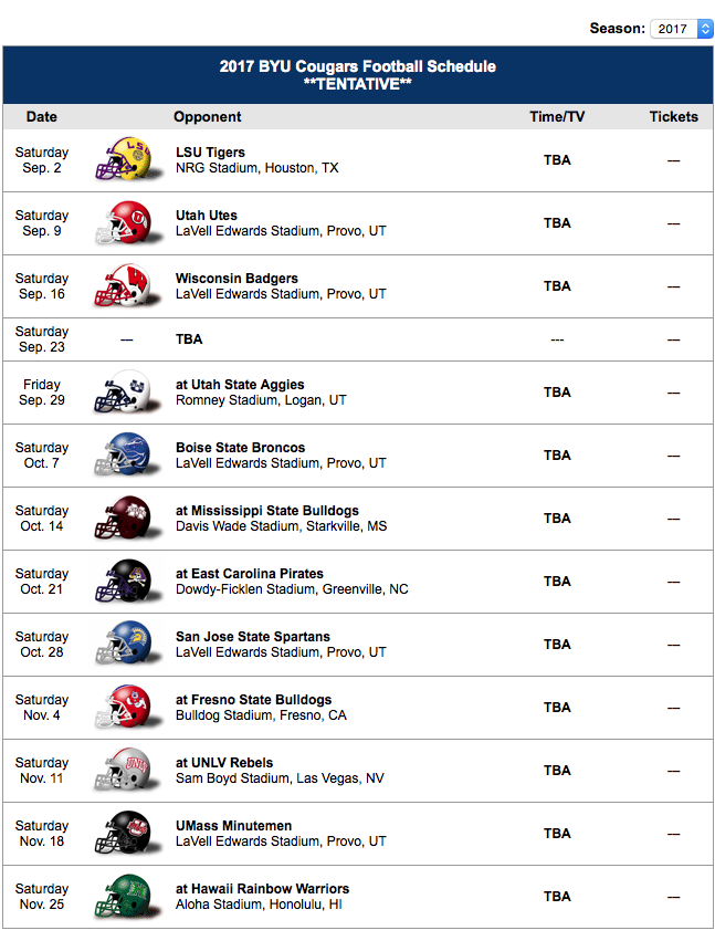 Badger Football Schedule Printable