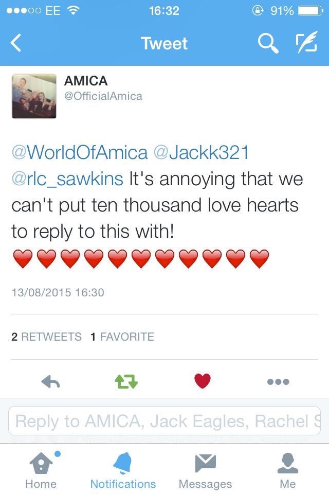 WorldOfAmica's tweet photo. Another reason to love @OfficialAmica is they appreciate every single bit of support, no matter how small or big 👊🏼⭐️ http://t.co/iAK3cqYzpg