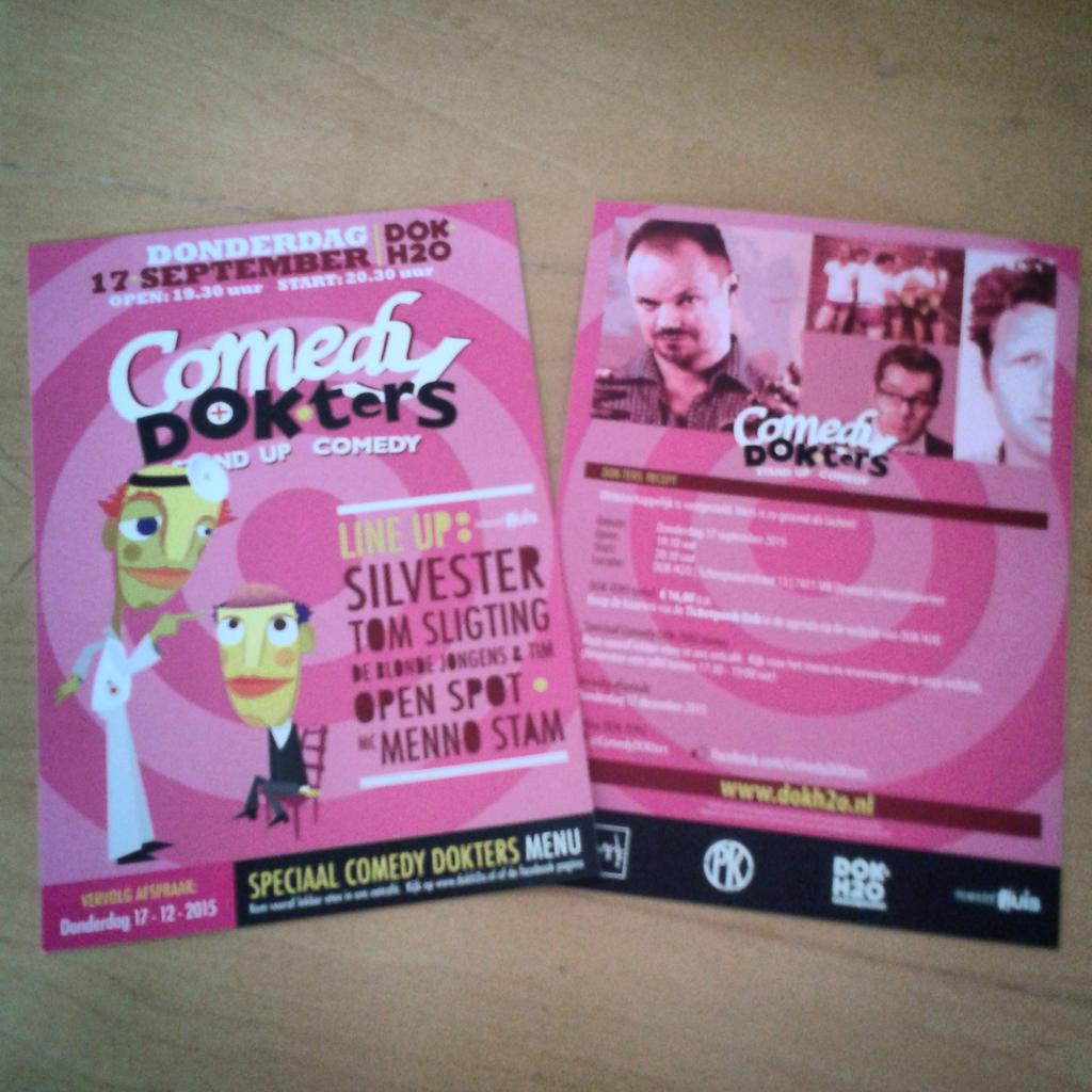 Yes! Flyers zijn óók binnen. Zet 17 september in je agenda. Vanaf 20.30u #StandUpComedy van top niveau <a href="/Dokh2o/">DOK H2O</a>