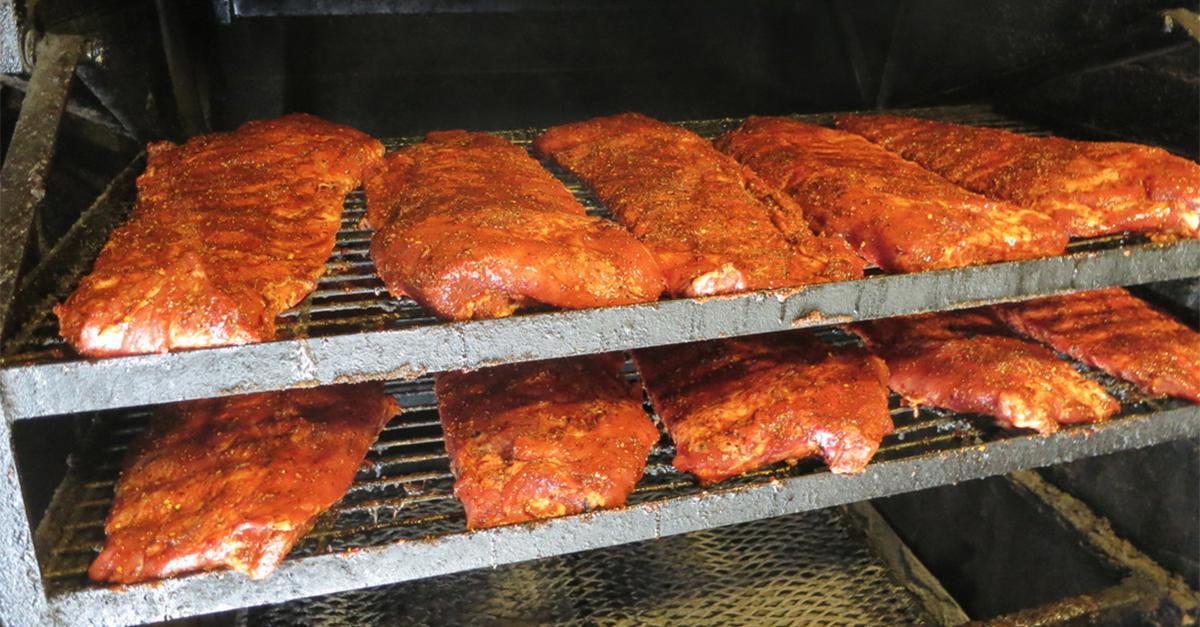 Ribs on the rack. Time for some Shulers BBQ.