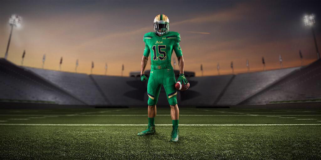 ndspecialteams's tweet photo. @NDFBEquipment &amp; @UnderArmour has all the sauce with this years Shamrock Series jersey 🔥🔥🔥🔥 http://t.co/1lxErlWmxK