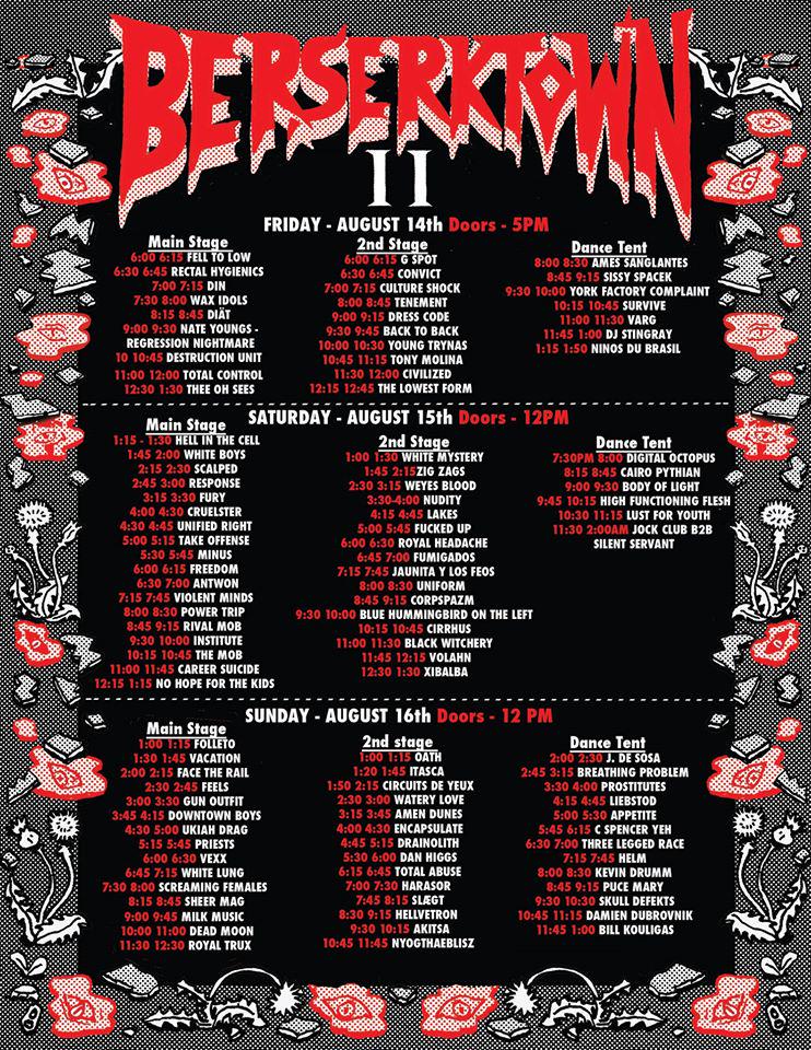 Berserktown schedule! So fucking excited: