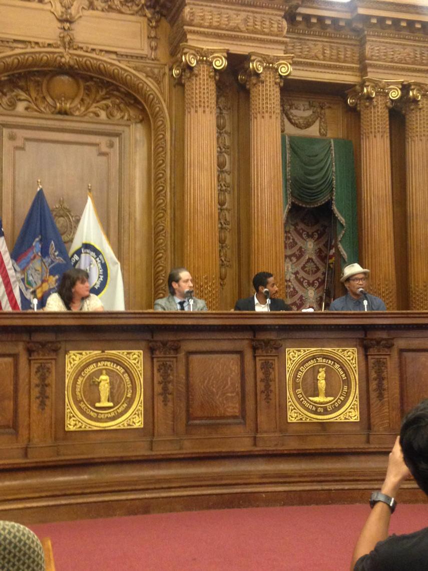 EJCALVIN's tweet photo. Panel: Building Communities Through Ethical Development In Brooklyn #bushwickfilmfestival #welcomingceremony http://t.co/2sTkeqkSkS