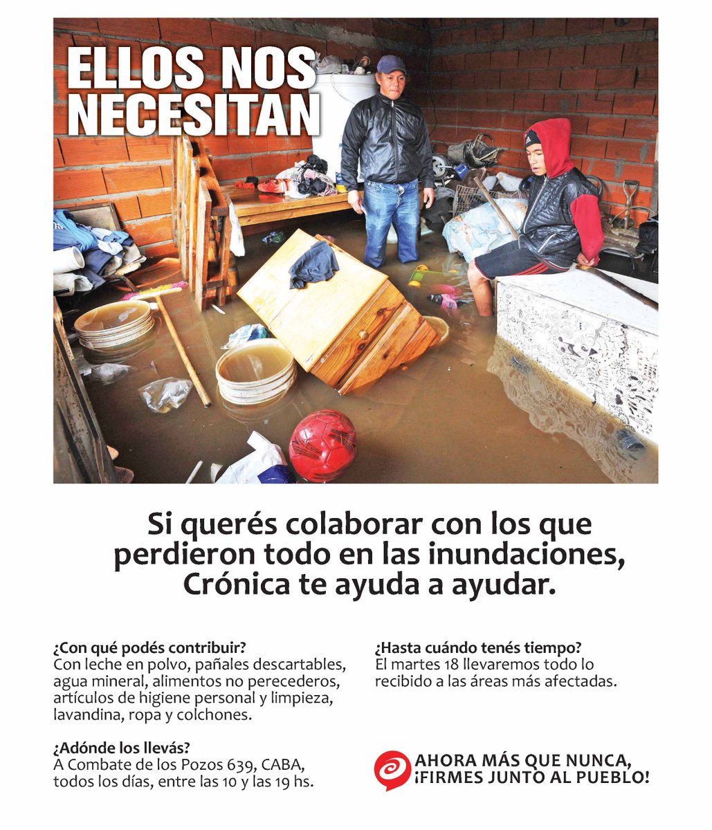 #MovidaSolidaria | Si querés colaborar con los que perdieron todo en las inundaciones, Crónica te ayuda a ayudar