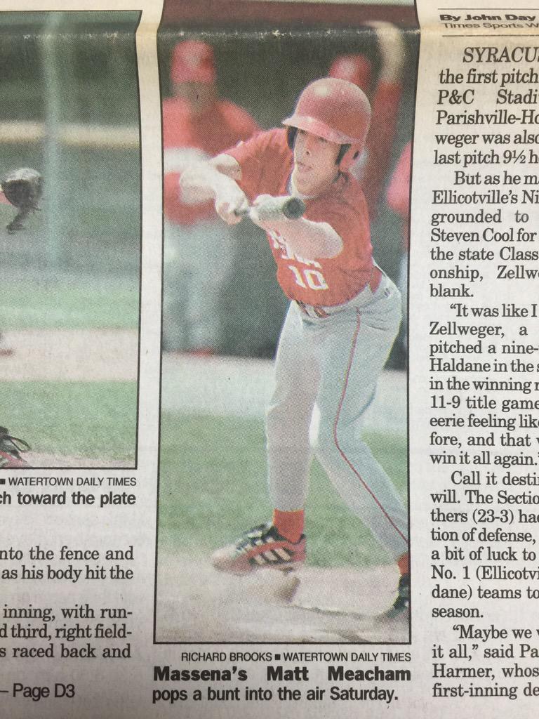 Cap_Carey's tweet photo. #TBT Blackhawks coach @MattyMeach helping Massena win state Class A baseball title in 2001 http://t.co/0TdkxHLWhE
