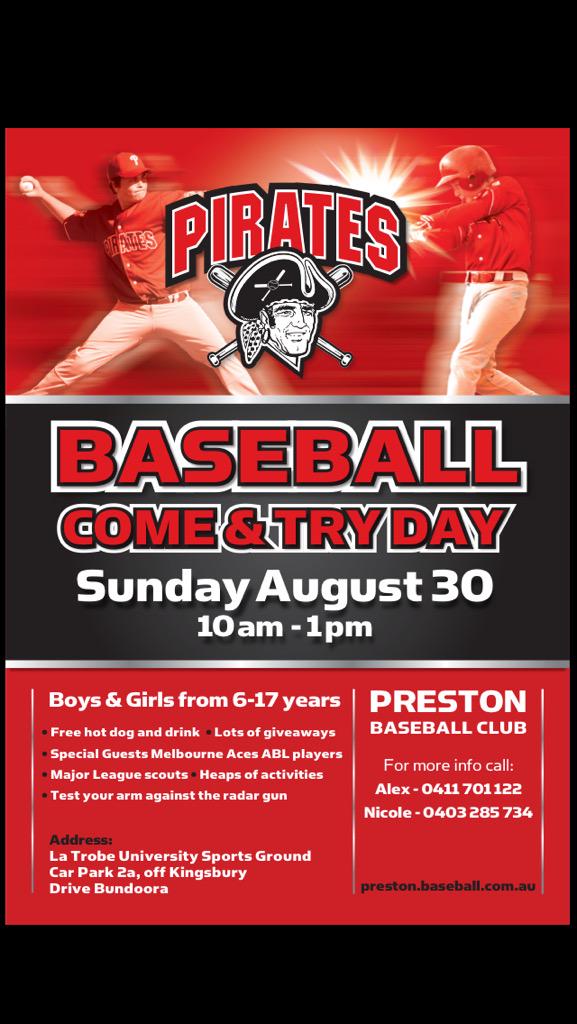 It's the Preston Pirates come and try day on 30 August 2015. Come on down.