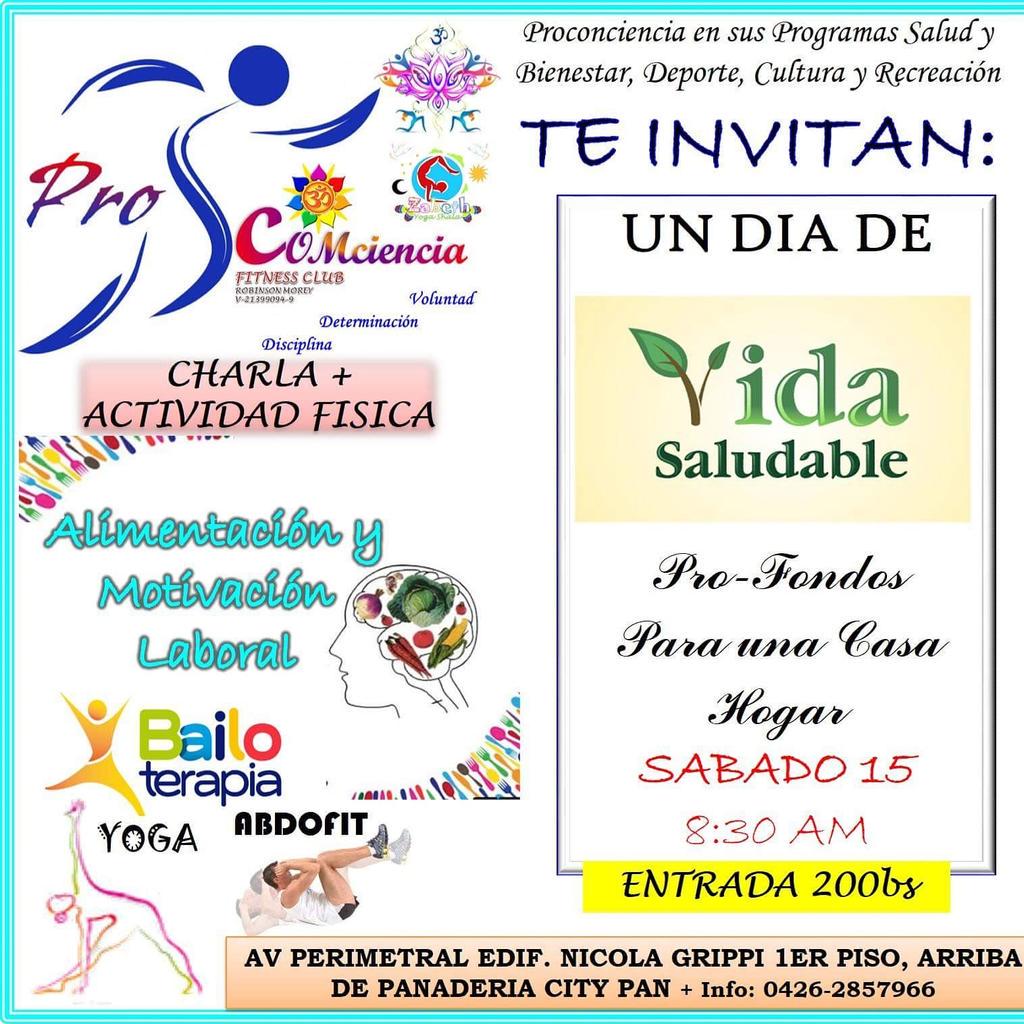 RotaractCumana's tweet image. Proconciencia te invita a participar en un día de vida saludable, este sábado 15. @RotaractCumana #AyudaAAyudar