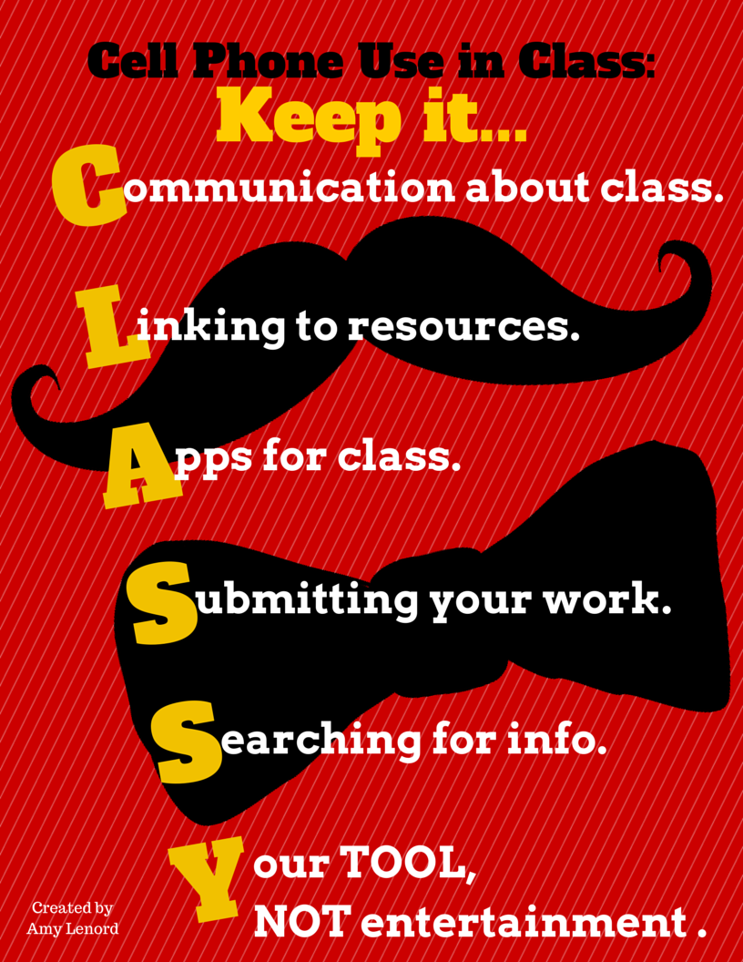 Love this Keep it CLASSY cell phone use poster? Here it is in other colors! #langchat #edchat