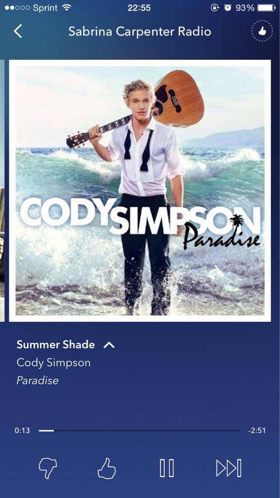 LyricsCodys's tweet image. Feeling some super throwback and this makes me feel AMAZING!! @CodySimpson #TBT #SummerShade 💙💙💙💙