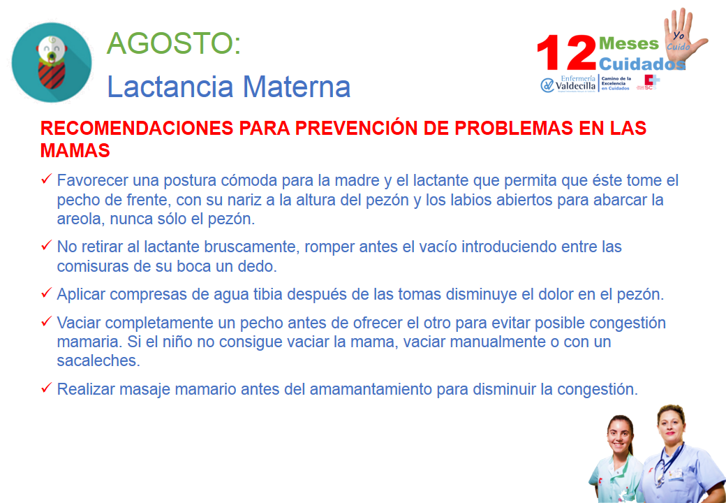 EnfValdecilla's tweet photo. #12M12C Agosto: Lactancia Materna | Recomendaciones prevención de problemas en las mamas durante #Lactancia #YoCuido http://t.co/Tvjc3HU34R